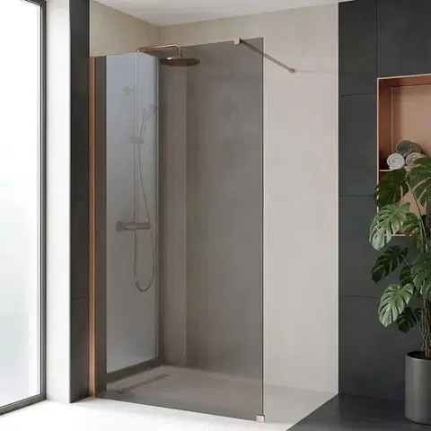Sprchové dvere REA/S - Sprchová zástena Flexi Grey / Brush Copper 100 KPL-K99384