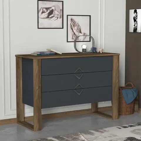 Komody Komoda Bumerang - Walnut, Anthracite