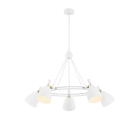 Svietidlá Argon 2117 - Luster na tyči CHARLOTTE 5xE27/15W/230V biela/zlatá 2117