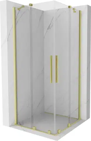 Sprchovacie kúty MEXEN/S - Velar Duo štvorcový sprchovací kút 100 x 100, transparent, zlatá kartáčovaná 871-100-100-02-55