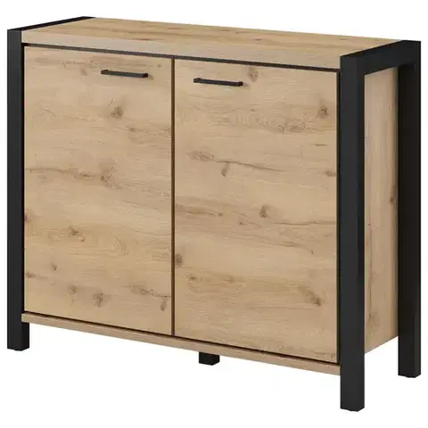Komody s dvierkami Komoda 2d Aktiv 45 Dub Taurus/Čierna