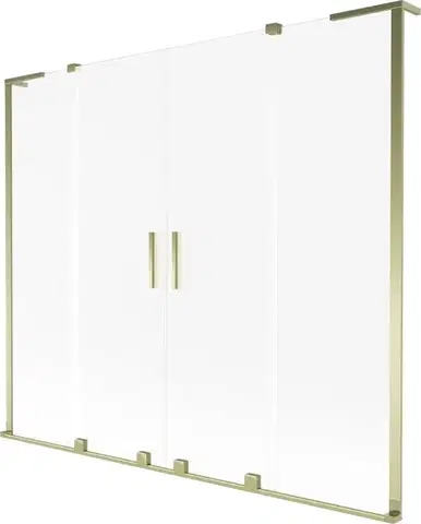 Sprchové dvere MEXEN/S - Velar L Duo dvojkrídlová posuvná vaňová zástena 170 x 150, dekor, zlatá 896-170-003-32-50