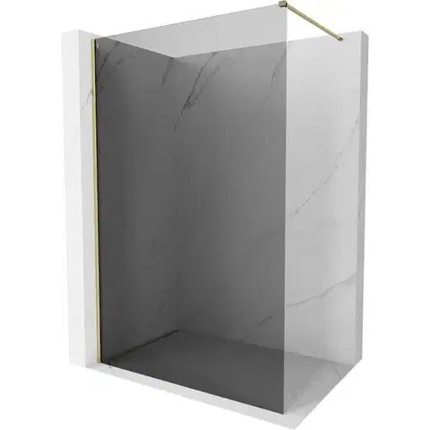 Sprchové dvere MEXEN/S - Kyoto-X Sprchová zástena WALK-IN 60 x 200, grafit 10 mm, zlato 800-060-101-50-40-X