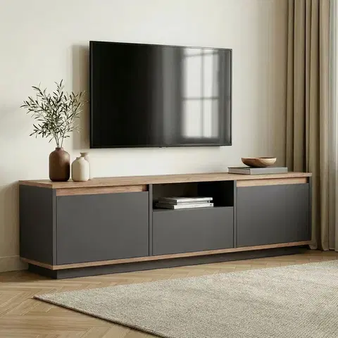 TV stolíky ANTIC TV stolík s dvierkami, antracit/borovica Atlantic
