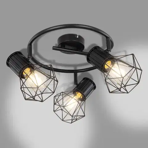 Lampy do spálne Stropné bodové svietidlo 54017-3 Čierna LS3