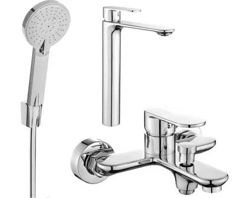 Kúpeľňové batérie MEXEN/S - Milo R40 SET umývadlová batéria + vaňová s príslušenstvom, chróm 71313R40-00