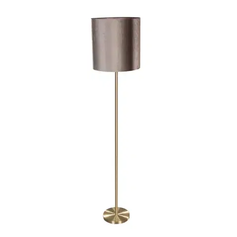 Stojace lampy Stojacia lampa mosadzná so zamatovým tienidlom sivohnedá 50cm - Simplo