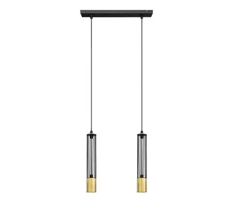Svietidlá  LED Luster na lanku BARS 2xGU10/4,8W/230V čierna/zlatá W-L 1115/2 GO+BK+GO