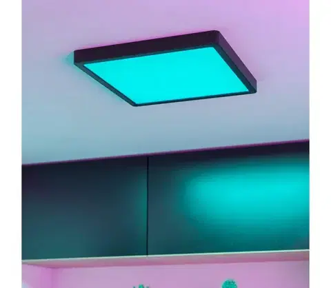Svietidlá Eglo 901375 -LED RGBW stmievateľné kúpeľňové stropné svietidlo FUEVA-Z LED/13,5W/230V 29,5cm IP44 čierna 901375