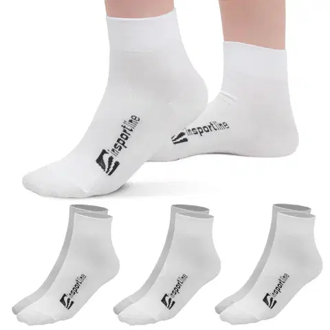 Pánske ponožky Bambusové stredné ponožky inSPORTline Silvatic Mid AG+ antibakteriálne - 3 páry biela - 39-42