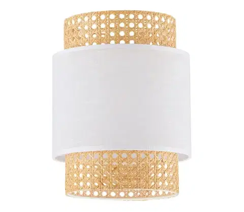 Lampy  Náhradné tienidlo pre stolnú lampu a luster BOHO E27 pr. 20 cm ratan/biela 9409
