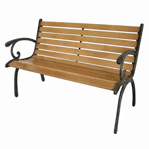 Záhradný nábytok Záhradná lavička 123 x 54 x 77 cm, liatina / drevo