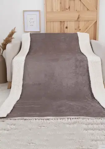 Deky MKLozkoviny.sk Baránková deka mikroplyš Exclusive 150 × 200 cm – Laura cappuccino