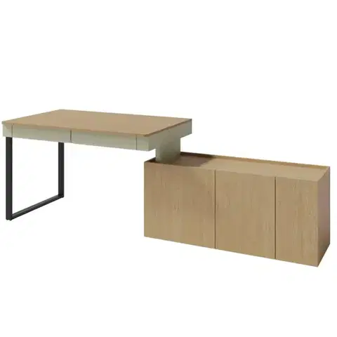 Kancelárske stoly Písací Stôl Luca LC10 +Komoda 3D eukalyptus/dub balti