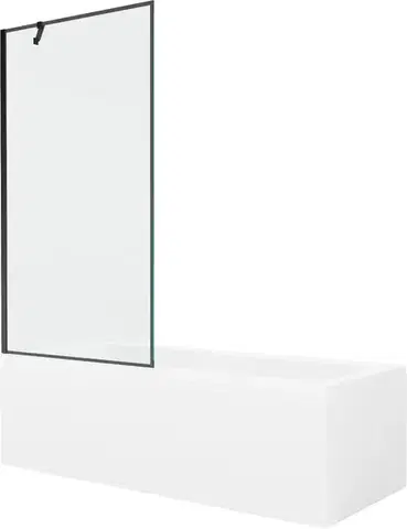 Sprchové dvere MEXEN/S - Cubik obdĺžniková vaňa 160 x 70 cm s panelom + vaňová zástena 90, čierna vzor 550316070X9509007070