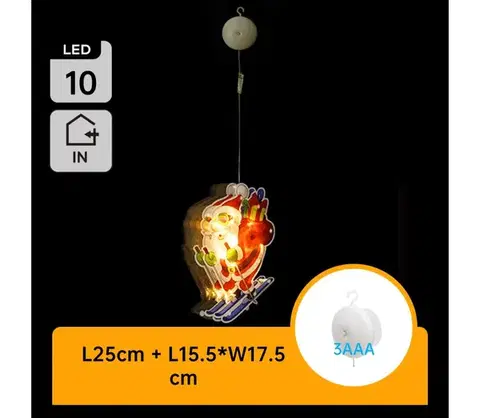 Vianočné dekorácie  B.V.  - LED Vianočná dekorácia LED/3xAAA Santa na lyžiach 23cm B10303K63