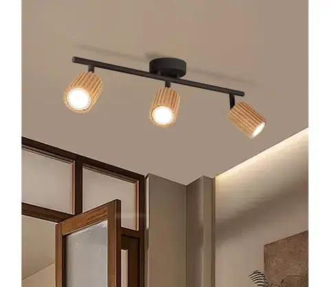 Svietidlá BRILAGI - Bodové svietidlo MODERN WOOD 3xGU10/8W/230V drevo/čierna BRI374