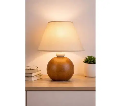 Lampy  Stolná lampa JUTA 1xE27/60W/230V dub/béžová LN-1.D.2/DĄB BEŻ