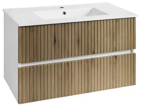 Kúpeľňový nábytok AQUALINE - PANEDA STRIP umývadlová skrinka 89,5x55x45,2cm, dub emporio PN390