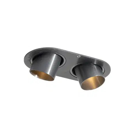 Zapustené svietidlá Okrúhle zapustené bodové svetlo tmavosivé GU10 35 mm sklopné 2-svetlo - Installa