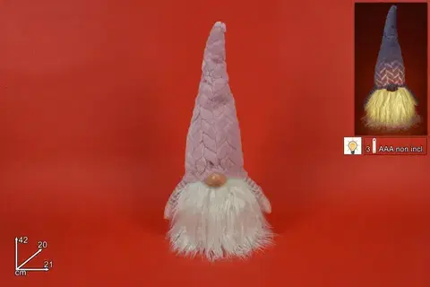 Vianočné dekorácie MAKRO - Škriatok vianočný 42cm ružový