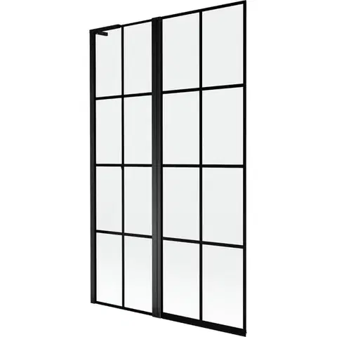 Sprchové dvere MEXEN/S - Mist L vaňová zástena 2-krídlová ľavá 110 x 150, čierna kratka, čierna 8A9L-110-011-70-77-L