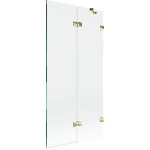 Sprchové dvere MEXEN/S - Lunar vaňová zástena 2-krídlová pravá 90 x 150, transparent, zlatá 897-090-100-50-00-P