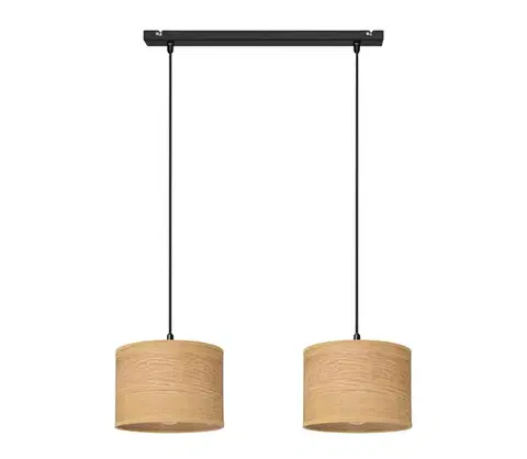 Svietidlá  Luster na lanku ALBA 2xE27/15W/230V hnedá/čierna W-L 2015/2 BK + WOOD
