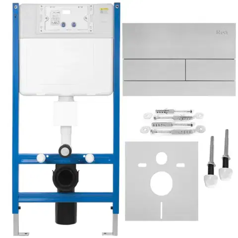 Záchody REA/S - Podomietkový WC systém K011A-Q + tlačidlá T Brush Steel KPL-E0057