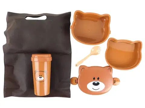 Desiatové boxy MAKRO - Dóza na desiatu s pohárom 350ml medvedík, umelá hmota