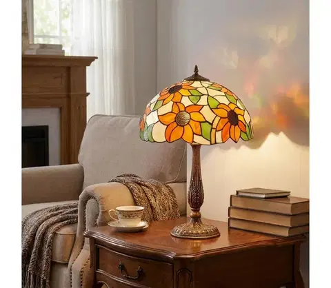 Lampy BRILAGI - Tiffany vitrážová stolná lampa SUNFLOWER 2xE27/60W/230V BRT-8004C