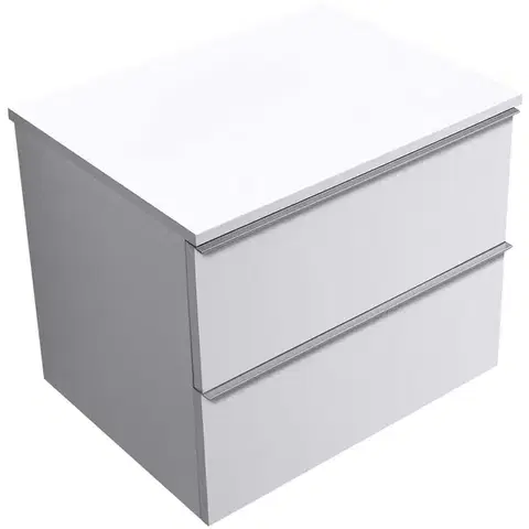 Kúpeľňový nábytok CERANO - Kúpeľňová skrinka Velora - biela matná, úchytka chrómová + doska pod umývadlo Navira Slim - 18 mm - 70x54,8x46,5 CER-664735