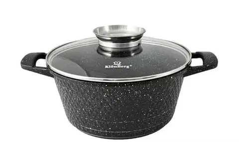 Hrnce KLÖNBERG Hrniec hliníkový + pokrievka 4,2L, 24x12cm, DIAMANT 3D, čierny