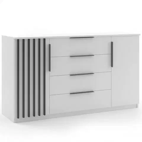 Komody Komoda Atena 160x89x48 Biely/Lamela čierna
