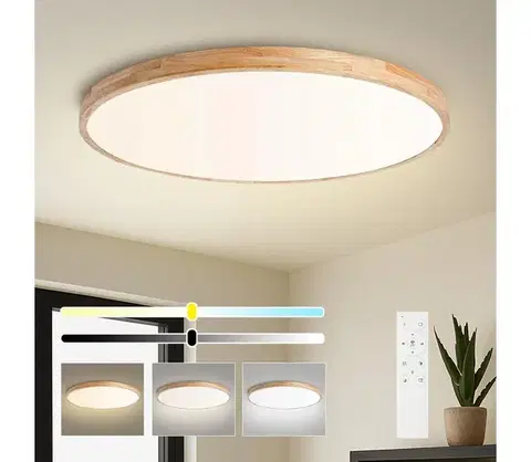 Svietidlá BRILAGI - LED stmievateľné svietidlo WOODLINE LED/128W/230V 3000-6000K dub, priemer 100 cm + diaľkový ovládač BRI898