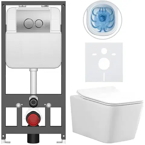 Záchody CERANO - Kompletný WC set Basic/Forte - biela lesklá - WC tlačidlo Dualo/Strieborná - závesné - predstenová inštalácia - 51x36 CER-8050BD86118