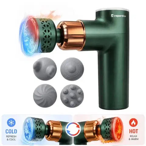 Masážne prístroje Masážna pištoľ s hrejivým/chladivým nadstavcom inSPORTline ChillFrost • 1800 mAh • 1600-2800 rpm • až 6 mm zelená