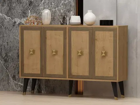 Komody Konzolový stolík Ansel - Sapphire Oak, Gold