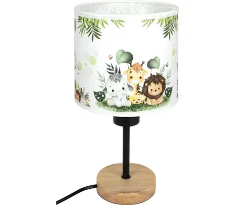 Lampy BRILAGI - Stolná lampa BOBO WOOD 1xE27/25W/230V dub/čierna/biela/zelená/džungľa BG1567+BG5588
