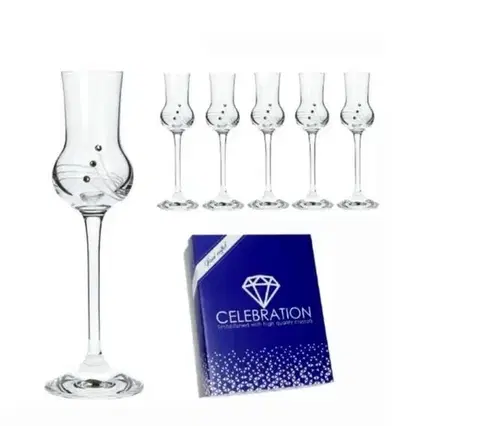 Poháre Kinekus Pohár štamprlík na stopke Grappa CRYSTALS 70ml, sada 6 ks KLC