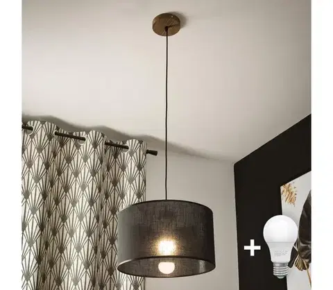 Svietidlá BRILAGI - LED Luster na lanku ANTHONY 1xE27/60W/230V dub orech/čierna 8590828610397