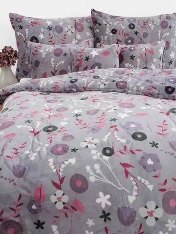 Obliečky MKLozkoviny.sk Obliečky mikroplyš Exclusive – Dora sivá - 140 × 200 cm - 70 x 90 cm