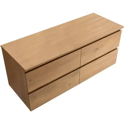 Kúpeľňový nábytok CERANO - Kúpeľňová skrinka Carole + doska pod umývadlo Navira Slim - 18 mm - dub medový - 140x49, 8x46 CER-8050BD82823