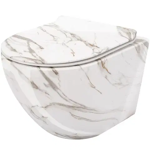 Záchody REA - Závesná WC misa vrátane sedátka RIMLESS Carlos Slim Lava Shiny lesk REA-C0536