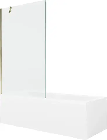 Sprchové dvere MEXEN/S - Cubik obdĺžniková vaňa 170 x 70 cm s panelom + vaňová zástena 100, transparent, zlatá 550317070X9510000050