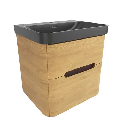 Kúpeľňový nábytok Kúpeľňová skrinka s umývadlom SAT Fusion 57,5x53x45 cm dub medový mat SATFUSION260DMBKM SATFUSION260DMBKM
