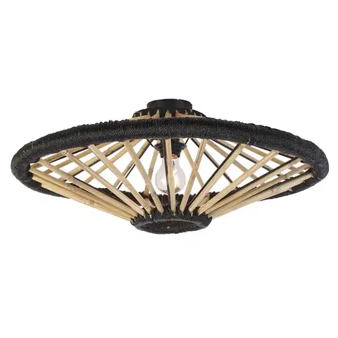 Stropné osvetlenie Orientálne stropné svietidlo bambus s čiernou 60 cm - Evalin