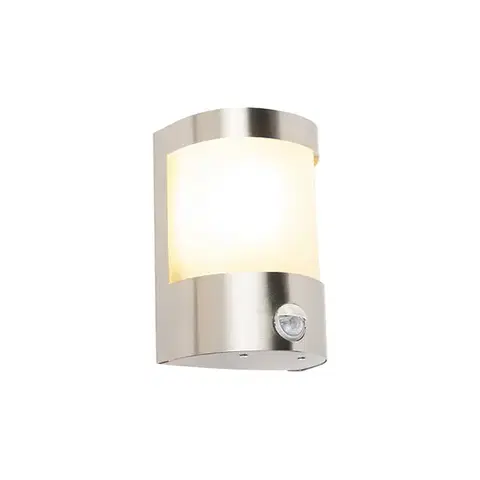 Vonkajsie svetlo so senzorom Moderná vonkajšia nástenná lampa z nerezovej ocele s pohybovým senzorom IP44 - Mira