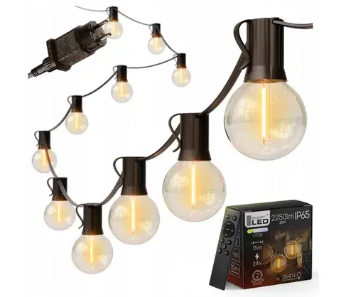 LED osvetlenie SmartLED LED stmievateľná vonkajšia svetelná reťaz 25xE12/1W/24/230V 17,5 m IP65 čierna + DO 4453