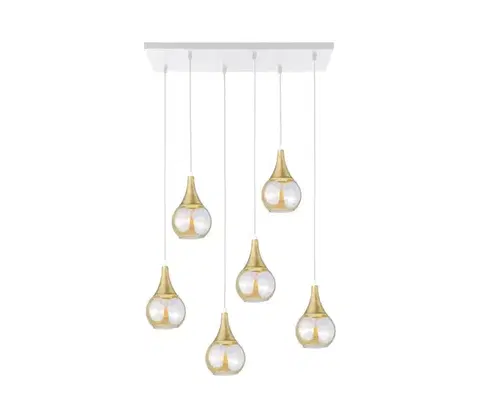 Svietidlá Keter Lighting Luster na lanku LACRIMA HONEY 6xE27/60W/230V biela/zlatá/dymová béžová 2792